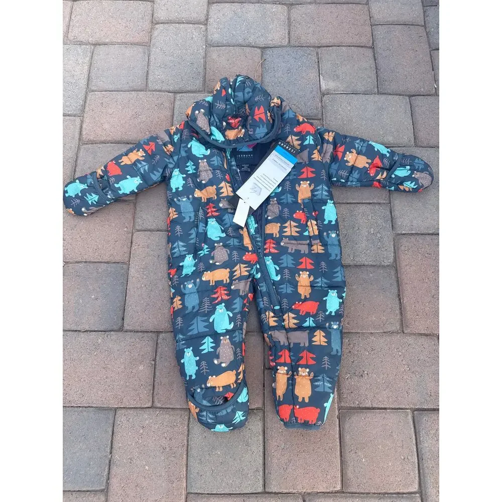 NEW Infant Quilted Snowsuit 18 Months Animal Print Insulated One Piece NWT